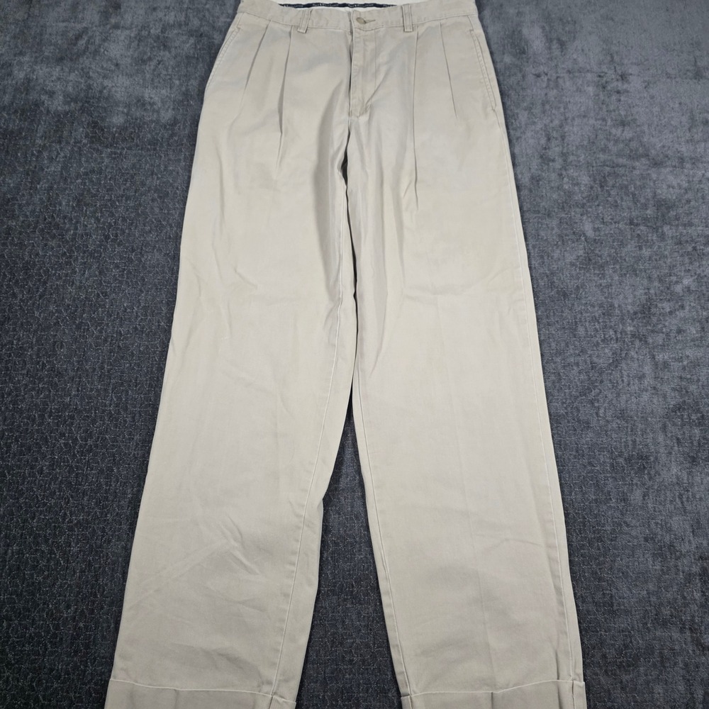 Polo Ralph Lauren Hammond Pant Mens 30x32 Tan Khaki Pleated Cuffed Cotton Chinos